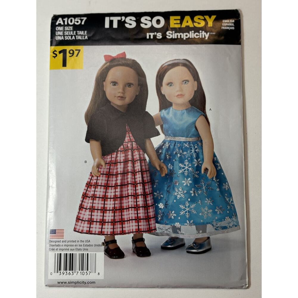 Simplicity 1057 Easy 18" Doll Clothes vn